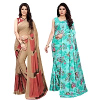 Satrani Womens Polyester Saree (1182ST117_2041ST576_Beige||Light Blue)