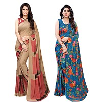 Satrani Womens Polyester Saree (1182ST117_1955ST350_Beige||Blue1)