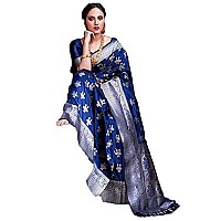 SWORNOF Womens Kanjivaram Banarasi Silk Saree Kanchipuram Patola saree NavyBlue