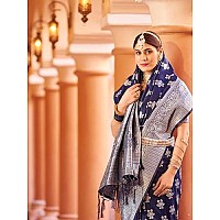 SWORNOF Womens Kanjivaram Banarasi Silk Saree Kanchipuram Patola saree NavyBlue