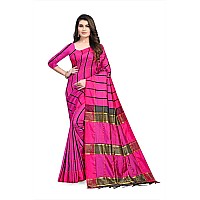 Leriya Fashion Soft Cotton Linen Saree For Diwali Women saree free size with blouse piece (Dark-Pink)