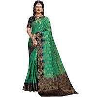 iZibra Womens Saree Kanjivaram Soft Silk Sari for Banarasi Wedding Sarees New Pure Ladies Kanchipuram Pattu Pure Sadi Paithani Original 2023 With Blouse Piece(L312 paithani) (Green Navy Blue)