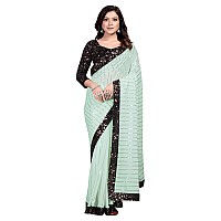 Pratham Blue Womens Sequins Georgette Fancy Saree With Blouse Piece (Light Green)