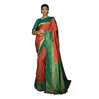 Vardha Womens Art Silk Saree with Unstitched Blouse Piece - Zari Woven Work Sarees for Wedding (Satika Silk, 427, Red)