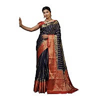 Vardha Womens Art Silk Saree with Unstitched Blouse Piece - Zari Woven Work Sarees for Wedding (Ekaja Silk, 448, Navy Blue)