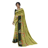 RAJESHWAR FASHION WITH RF Womens Georgette Printed Sarees For Women With Lace Border & Blouse(A48 Olive Green_Multicolored_Free Size 6.30 Mtr)