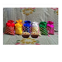 2Ds Gota Work Silk Potli Bags For Return Gifts (Set Of 30) Batwa For Gifting. Wedding Gift Potli/Jewellery Pouch, Shagun Potli Set, Silk Potli For Diwali Gift Packing Assorted Colour_Mixed