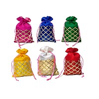 2Ds Gota Work Silk Potli Bags For Return Gifts (Set Of 30) Batwa For Gifting. Wedding Gift Potli/Jewellery Pouch, Shagun Potli Set, Silk Potli For Diwali Gift Packing Assorted Colour_Mixed