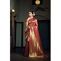 Vardha Womens Kanchipuram Art Silk Saree with Unstitched Blouse Piece - Zari Woven Work Sarees for Wedding (Kasuba Silk, 472, Maroon)