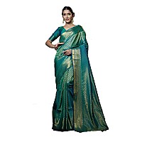 Vardha Womens Kanchipuram Art Silk Saree with Unstitched Blouse Piece - Zari Woven Work Sarees for Wedding (Kaya Silk, 478, Teal Green)