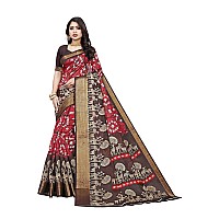 Vimla Womens Multicolord Khadi Cotton Printed Saree with Blouse Piece(Crystal 13)