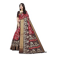 Vimla Womens Multicolord Khadi Cotton Printed Saree with Blouse Piece(Crystal 13)