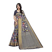 Vimla Womens Multicolord Khadi Cotton Printed Saree with Blouse Piece(Crystal 12)