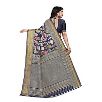 Vimla Womens Multicolord Khadi Cotton Printed Saree with Blouse Piece(Crystal 12)