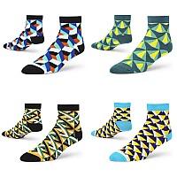 Dynamocks Mens And Womens Combed Cotton Ankle Length Socks Pack Of 4 Multicolour Free Size Ca Cube Prism Beam Cross