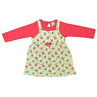 Clothe Funn New Born Knee Length Baby Girl Dress Coralyellow Aop 1824 Months