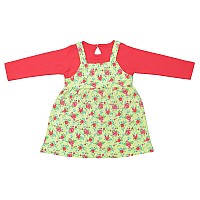 Clothe Funn New Born Knee Length Baby Girl Dress Coralyellow Aop 1824 Months