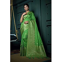 Vardha Womens Banarasi Raw Silk Saree With Blouse Piece (Kashika Silk_440_Green)