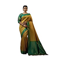 Vardha Womens Kanchipuram Art Silk Saree with Unstitched Blouse Piece - Zari Woven Work Sarees for Wedding (Anaya Silk, 411, Green)