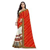 arriva fab Womens Embroiderded Pure Georgette Saree With Blouse Piece (Riva933__Dark Red)