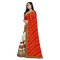 arriva fab Womens Embroiderded Pure Georgette Saree With Blouse Piece (Riva933__Dark Red)