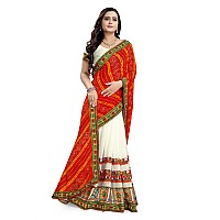 arriva fab Womens Embroiderded Pure Georgette Saree With Blouse Piece (Riva933__Dark Red)