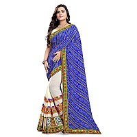 arriva fab Womens Embroiderded Pure Georgette Saree With Blouse Piece (Riva930__White)