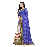 arriva fab Womens Embroiderded Pure Georgette Saree With Blouse Piece (Riva930__White)