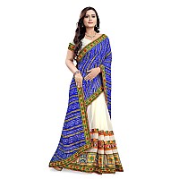 arriva fab Womens Embroiderded Pure Georgette Saree With Blouse Piece (Riva930__White)