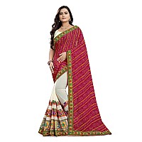 arriva fab Womens Embroiderded Pure Georgette Saree With Blouse Piece (Riva934__Pink)