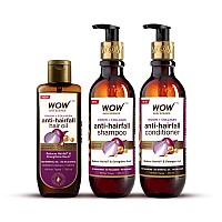 WOW Skin Science Ultimate Onion Oil Hair Care Kit for Hair Fall Control | Onion Shampoo 250ml + Onion Conditioner 250ml + Onion Hair Oil 150ml