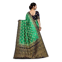 C J Enterprise Women Pure Soft Kanjivaram Silk Saree For Wedding Banarasi Sari Latest Party With Blouse Piece Kanchipuram Pattu Sarees Design Wear 2023 Sadi New ladies (RajniGandha paithani) (Green)