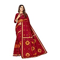 Ratan Womens Plain Cotton Saree Without Blouse Piece Hrt5709Red