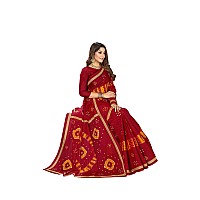 Ratan Womens Plain Cotton Saree Without Blouse Piece Hrt5709Red