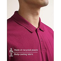 Damensch Constant Mens Alldegree Thermoregulating Pique 500 Day Polo Tshirt 2 Btn Pack Of 1Beet Maroonlarge