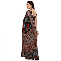 EthnicJunction Womens Floral Printed Georgette Saree With Blouse Piece EJ7029BelaBlackBlack