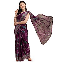 EthnicJunction Womens Floral Printed Georgette Saree With Blouse Piece Ej7029BelaBaiganiBaigani Purple