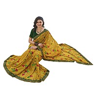 RAJESHWAR FASHION WITH RF Womens Georgette Printed Sarees For Women With Lace Border BlouseA49 YellowMulticoloredFree Size