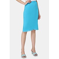 Intimacy Womens Midi Bottom Slip Inner Wear For Gowns Under Skirt Slip Knee Length Innerwear Skirts Short Skirt Blue Atoll