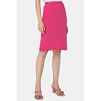 Intimacy Womens Midi Bottom Slip Inner Wear For Gowns Under Skirt Slip Knee Length Innerwear Skirts Short Skirt Fuchsia