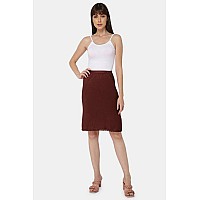 Intimacy Womens Midi Bottom Slip Inner Wear For Gowns Under Skirt Slip Knee Length Innerwear Skirts Short Skirt Coffee Brown