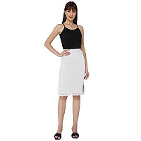 Intimacy Womens Midi Bottom Slip Inner Wear For Gowns Under Skirt Slip Knee Length Innerwear Skirts Short Skirt White