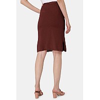 Intimacy Womens Midi Bottom Slip Inner Wear For Gowns Under Skirt Slip Knee Length Innerwear Skirts Short Skirt Coffee Brown