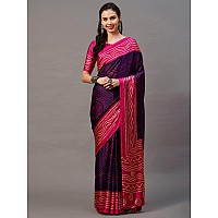 AKHILAM Womens Satin Silk Bandhani Print Saree With Unstitched Blouse PiecePurple PinkGAJISK101