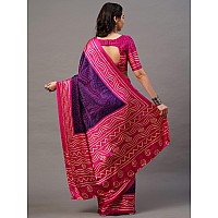 AKHILAM Womens Satin Silk Bandhani Print Saree With Unstitched Blouse PiecePurple PinkGAJISK101