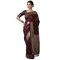 AKHILAM Womens Banarasi Silk Woven Design Saree With Unstitched Blouse Piece(Brown_2PAKHI4103)