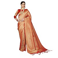 Pujia Mills Womens Kanjivaram Pure Banarasi Silk Saree Kanchipuram Saree (New kumbhi Saree Multicolor)