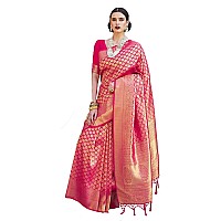 Pujia Mills womens kanjivaram pure banarasi silk saree kanchipuram saree (Pink)