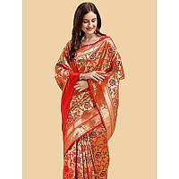 Jaanvi fashion Womens Silk With Zari Work Saree With Blouse Piecetarangpaithanired