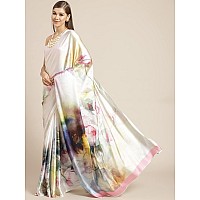 Womanista Womens Satin Saree (TI2636_Multicolored)